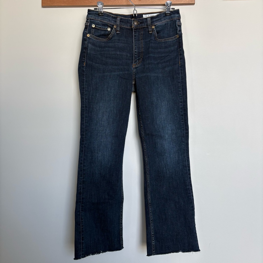 Rag & Bone Peyton Mid Rise Bootcut Jeans Dark Wash Cropped Stretch Size 27